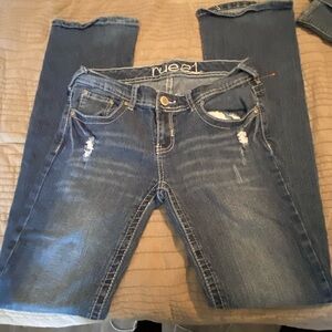 Rue21 Blue Boot Cut Jeans with Distressed Details